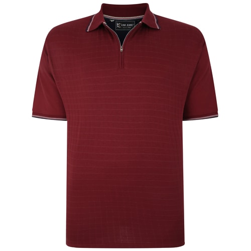 KAM Jersey Weave 1/4 Zip Polo Burgund
